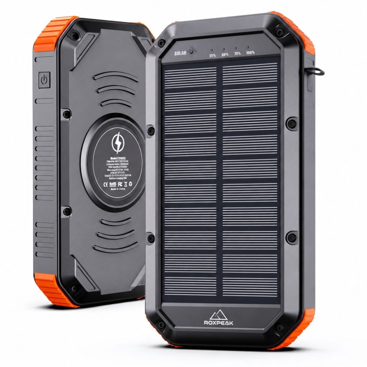 RoxPeak® TitanCharge X1 - 65W Laptop Powerbank - 30.000 mAh - USB-C PD Snellader - Solar Powerbank - geschikt voor laptops, smartphones & tablets - LED Display - Outdoor Noodpakket - Zwart