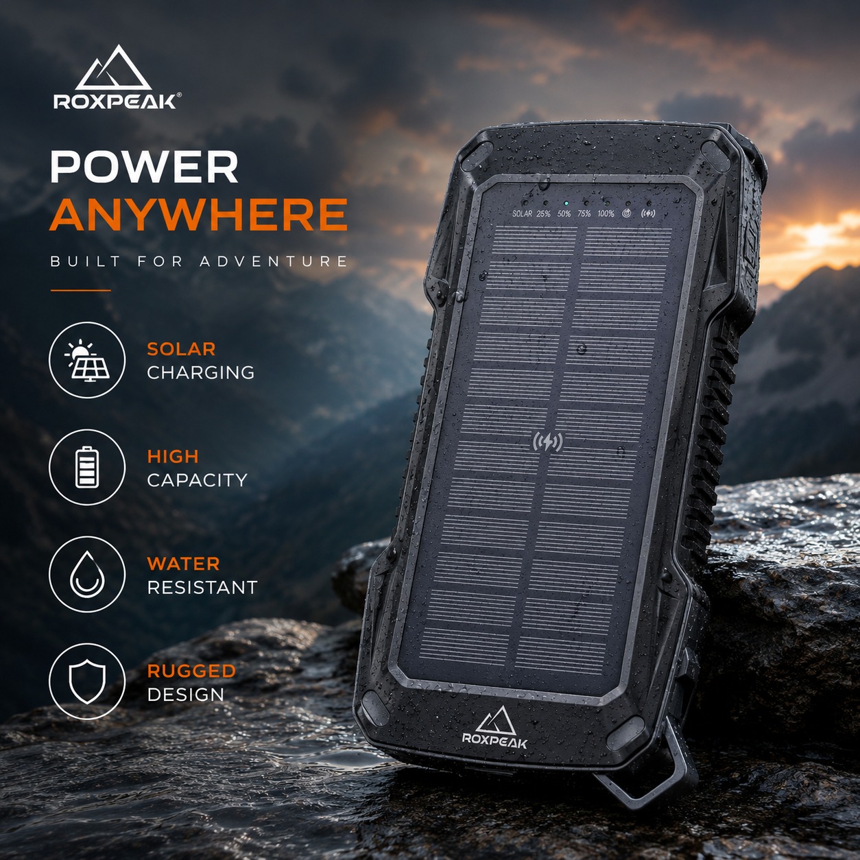Roxpeak Power Anywhere — solar powerbank built for adventure